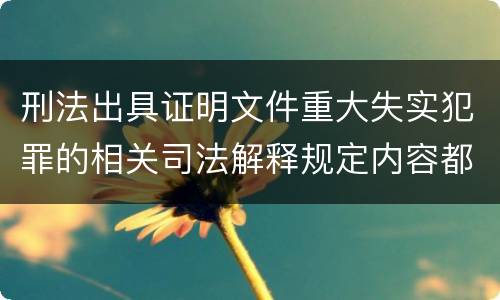 刑法出具证明文件重大失实犯罪的相关司法解释规定内容都有哪些