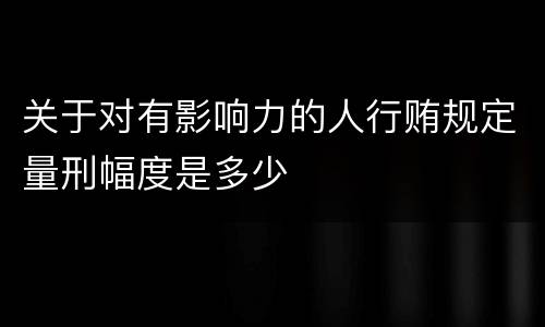 关于对有影响力的人行贿规定量刑幅度是多少
