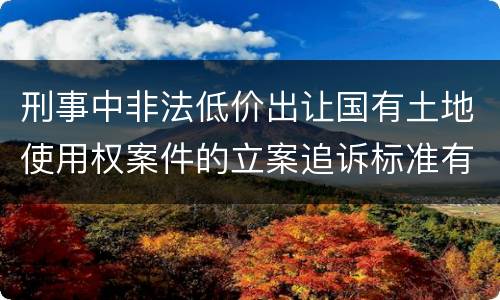 刑事中非法低价出让国有土地使用权案件的立案追诉标准有怎样的规定