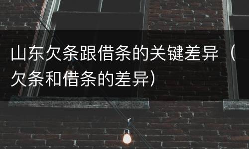山东欠条跟借条的关键差异（欠条和借条的差异）
