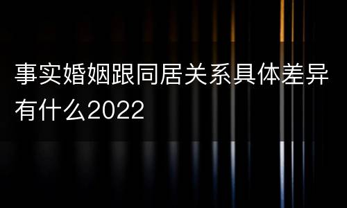 事实婚姻跟同居关系具体差异有什么2022