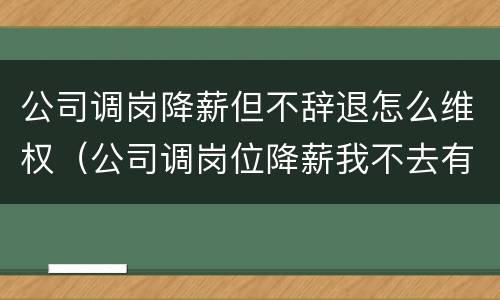 公司调岗降薪但不辞退怎么维权（公司调岗位降薪我不去有赔偿吗）