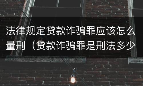 法律规定贷款诈骗罪应该怎么量刑（贷款诈骗罪是刑法多少条）