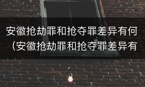安徽抢劫罪和抢夺罪差异有何（安徽抢劫罪和抢夺罪差异有何区别）