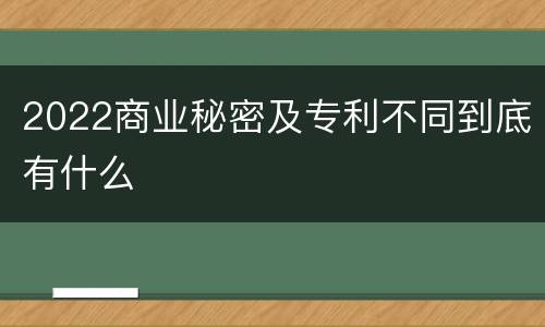 2022商业秘密及专利不同到底有什么