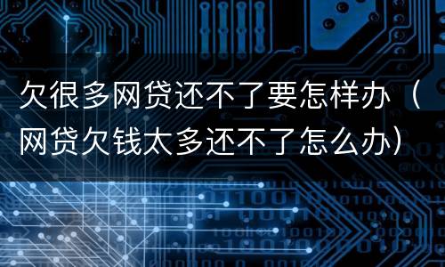 欠很多网贷还不了要怎样办（网贷欠钱太多还不了怎么办）