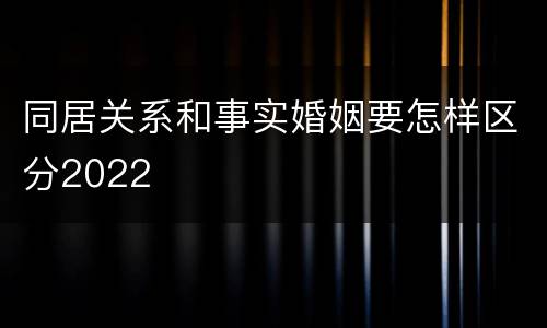 同居关系和事实婚姻要怎样区分2022