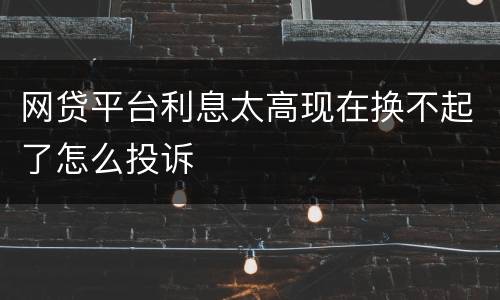 网贷平台利息太高现在换不起了怎么投诉