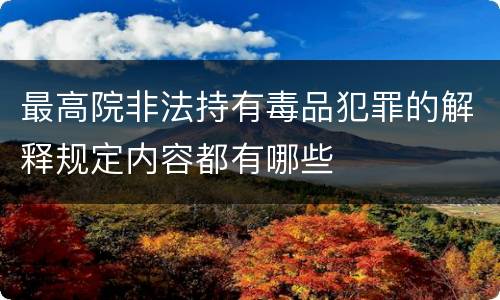 最高院非法持有毒品犯罪的解释规定内容都有哪些
