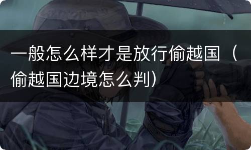一般怎么样才是放行偷越国（偷越国边境怎么判）