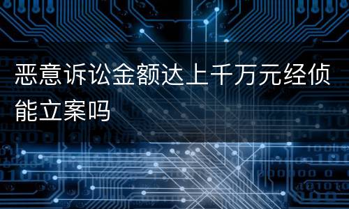 恶意诉讼金额达上千万元经侦能立案吗