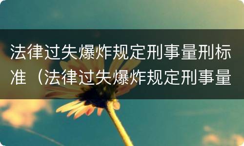法律过失爆炸规定刑事量刑标准（法律过失爆炸规定刑事量刑标准最新）