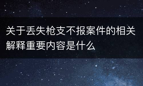 关于丢失枪支不报案件的相关解释重要内容是什么