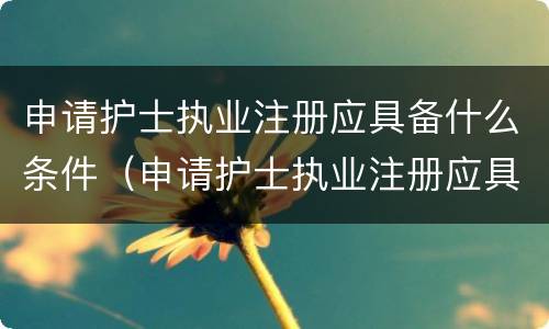 申请护士执业注册应具备什么条件（申请护士执业注册应具备什么条件呢）