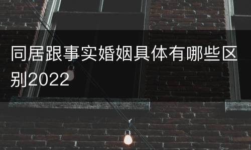 同居跟事实婚姻具体有哪些区别2022