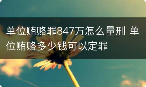 单位贿赂罪847万怎么量刑 单位贿赂多少钱可以定罪