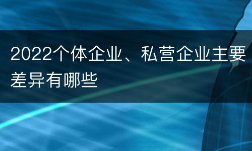 2022个体企业、私营企业主要差异有哪些