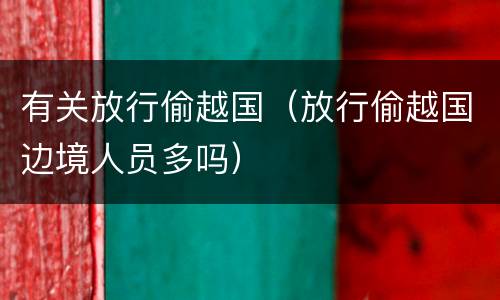 有关放行偷越国（放行偷越国边境人员多吗）