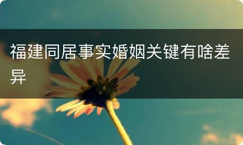 福建同居事实婚姻关键有啥差异