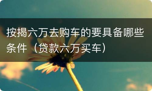 按揭六万去购车的要具备哪些条件（贷款六万买车）