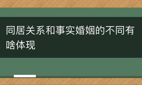 同居关系和事实婚姻的不同有啥体现