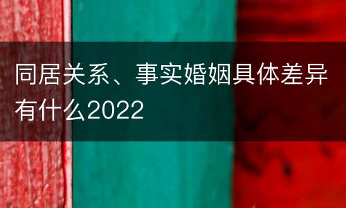 同居关系、事实婚姻具体差异有什么2022