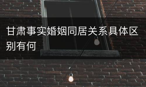 甘肃事实婚姻同居关系具体区别有何