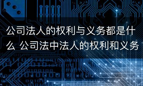 公司法人的权利与义务都是什么 公司法中法人的权利和义务