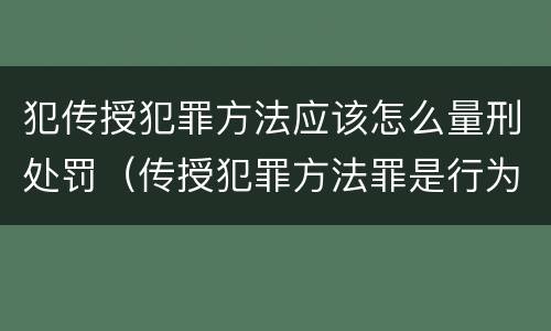 犯传授犯罪方法应该怎么量刑处罚（传授犯罪方法罪是行为犯吗）