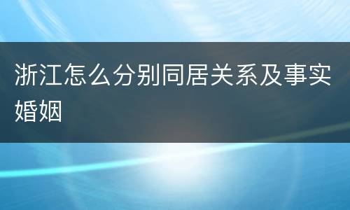 浙江怎么分别同居关系及事实婚姻