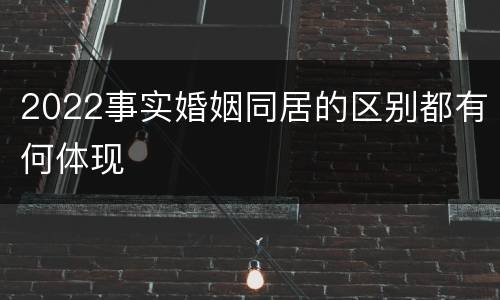 2022事实婚姻同居的区别都有何体现
