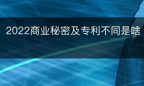 2022商业秘密及专利不同是啥