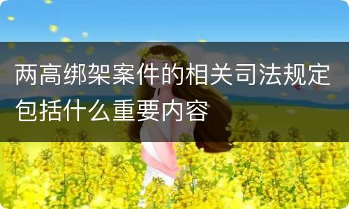 两高绑架案件的相关司法规定包括什么重要内容