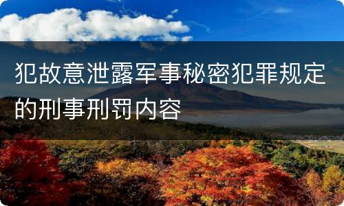 犯故意泄露军事秘密犯罪规定的刑事刑罚内容