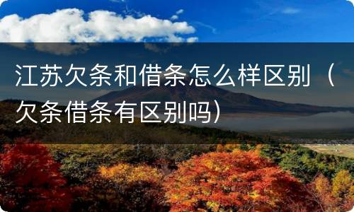 江苏欠条和借条怎么样区别（欠条借条有区别吗）