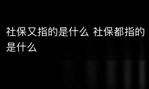 社保又指的是什么 社保都指的是什么