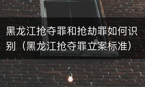 黑龙江抢夺罪和抢劫罪如何识别（黑龙江抢夺罪立案标准）