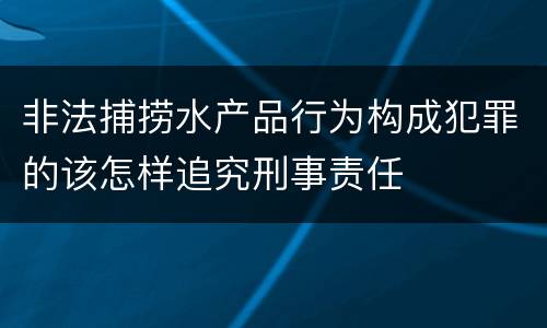 非法捕捞水产品行为构成犯罪的该怎样追究刑事责任