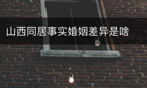 山西同居事实婚姻差异是啥