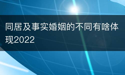 同居及事实婚姻的不同有啥体现2022