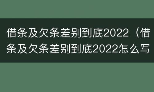 借条及欠条差别到底2022（借条及欠条差别到底2022怎么写）