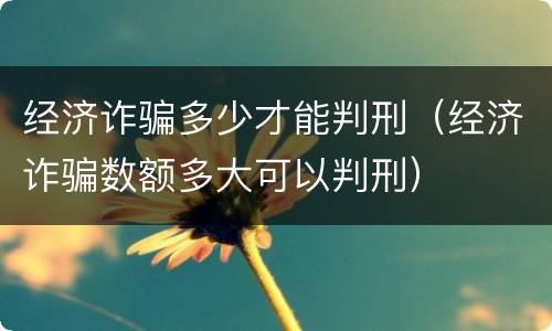 经济诈骗多少才能判刑（经济诈骗数额多大可以判刑）