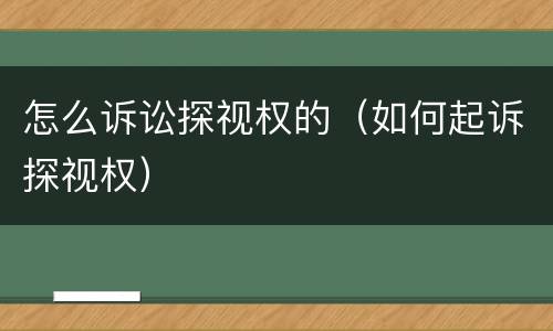 怎么诉讼探视权的（如何起诉探视权）