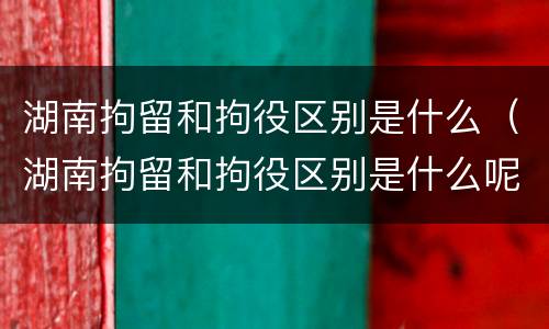 湖南拘留和拘役区别是什么（湖南拘留和拘役区别是什么呢）