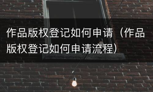作品版权登记如何申请（作品版权登记如何申请流程）