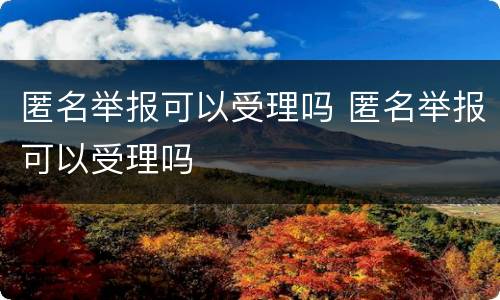 匿名举报可以受理吗 匿名举报可以受理吗