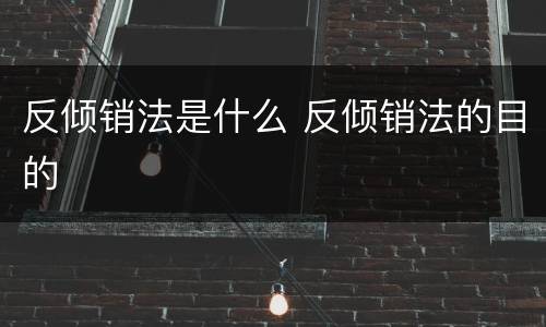 反倾销法是什么 反倾销法的目的