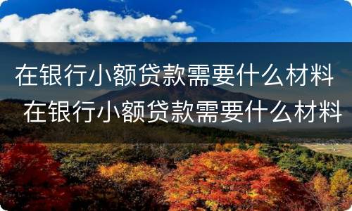 在银行小额贷款需要什么材料 在银行小额贷款需要什么材料和手续