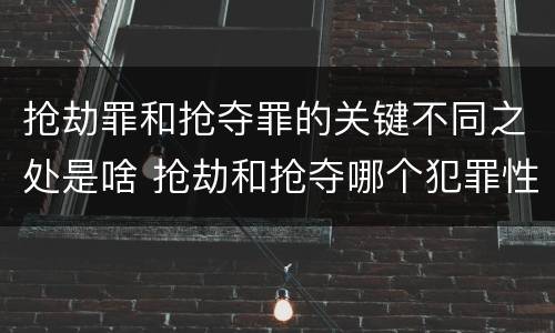 抢劫罪和抢夺罪的关键不同之处是啥 抢劫和抢夺哪个犯罪性质严重