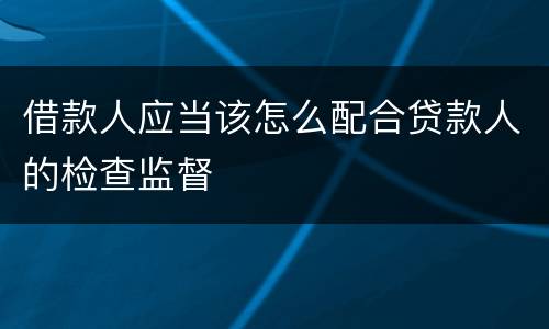 借款人应当该怎么配合贷款人的检查监督
